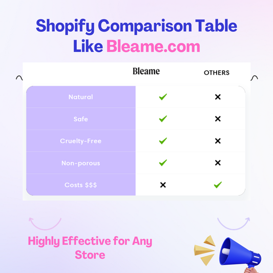 Shopify Comparison Table Like Bleame.com